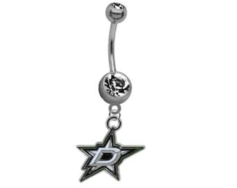 Dallas Hockey Belly Button Navel Ring 316L Surgical Grade Steel 14G
