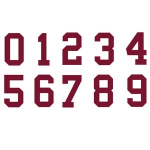 MAROON DARK RED Custom Sports Jersey Style Number Vinyl Decal  - Pick Your Number & Size - Perfect for Car Truck Auto Window Helmet Stickers