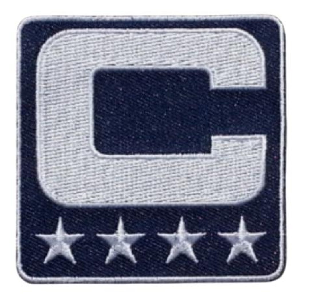 NAVY BLUE Captain C Patch W/ Stars Iron on Football Jersey Captains ...
