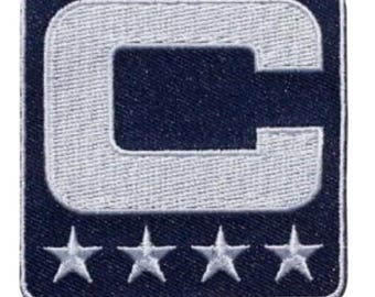 NAVY BLUE Captain C Patch w/ Stars Iron On Football Jersey Captains Patch Premium Embroidered Stitched - Ships Today!