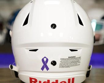 Purple Ribbon Helmet Decal (Set of 12) - Perfect for Adult & Youth Full Size Football Baseball Softball Lacrosse Hockey Helmets
