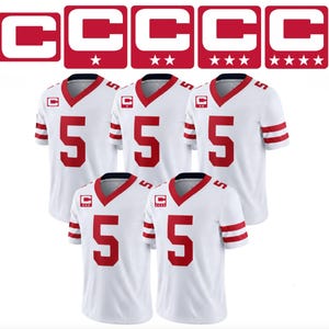 Red Captain C w/ Stars Thermal Iron On - Football Jersey Patch Style Premium DTF Iron On - Ships Today!