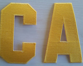 YELLOW Gold Captain C Alternate A Patch IRON ON - Hockey Style Captains Patch Premium Embroidered Stitched - Ships Today!