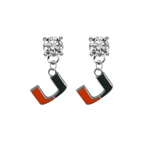 Miami Crystal Post Stud Dangle Earrings (Pick Your Colors - Mix or Match Team Colors)