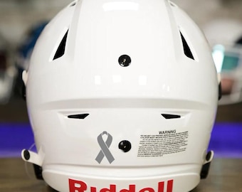 Gray Ribbon Helmet Decal (Set of 12) - Perfect for Adult & Youth Full Size Football Baseball Softball Lacrosse Hockey Helmets