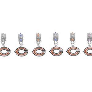 Chicago   European Bracelet Bead Charm w/ Rhinestone Gem (Pick Your Color) For DIY Bracelets, Necklaces & DIY Jewelry