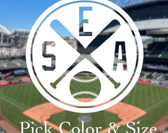 Pick Color & Size - Seattle Baseball Vintage Retro Vinyl Decal - Perfect for Car Truck Window - Ships Today