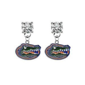 Florida Crystal Post Stud Dangle Earrings College (Pick Your Colors - Mix or Match Team Colors)