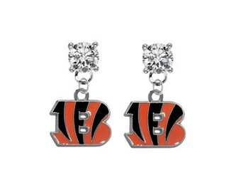 Cincinnati   Crystal Post Stud Dangle Earrings (Pick Your Colors - Mix or Match Team Colors)
