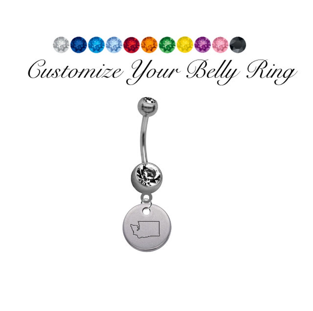 Washington State Logo Belly Button Navel Ring Pick Your - Etsy