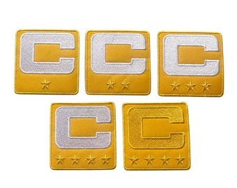 YELLOW GOLD Captain C Patch w/ Stars Iron On Jersey - 2026 Football Captains Patch Premium Embroidered Stitched - Ships Today!