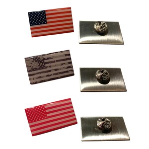 3 Pack - USA American Flag LAPEL PIN Regular, Camo & Hot Pink Flag United States of America