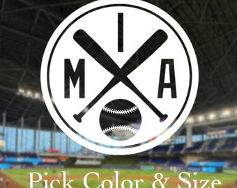 Pick Color & Size - Miami Baseball Vintage Retro Vinyl Decal - Perfect for Car Truck Window - Ships Today