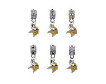 Minnesota   European Bracelet Bead Charm w/ Rhinestone Gem (Pick Your Color) For DIY Bracelets, Necklaces & DIY Jewelry