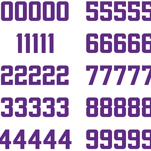 Minnesota Football Number Vinyl Decal Sheet Set of 50 #0-9 - Pick Team Color & Size