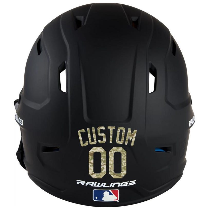Custom Name & Number Baseball Softball Batting Helmet Decal - Pick Color and Size - Youth Travel TeeBall T Ball High School - Ships Today Camouflage Camo