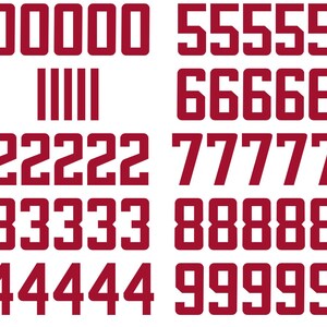 Atlanta Football Number Vinyl Decal Sheet Set of 50 #0-9 - Pick Team Color & Size