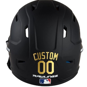 Custom Name & Number Baseball Softball Batting Helmet Decal - Pick Color and Size - Youth Travel TeeBall T Ball High School - Ships Today Metallic Gold