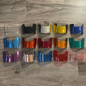 Pick Your Color - Mini Football Helmet Chrome Mirror Eye Shield Visor w/ Facemask Clips - Compatible w/ All Mini Helmet Brands & Styles