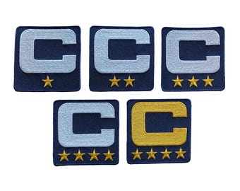 NAVY BLUE Captain C Patch w/ Stars Iron On Jersey - 2026 Football Captains Patch Premium Embroidered Stitched - Ships Today!