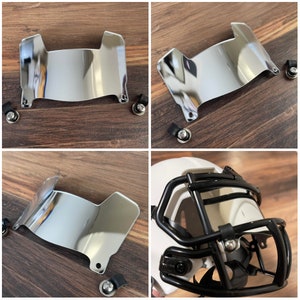 Mini   Helmet Silver Chrome Mirror Eye Shield Visor w/ Facemask Clips - Compatible w/ All Mini Helmet Brands & Styles
