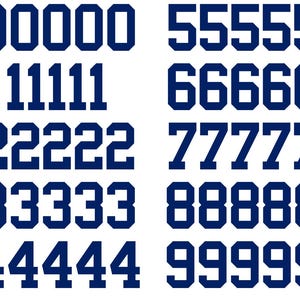 New York Football Number Vinyl Decal Sheet Set of 50 #0-9 - Pick Team Color & Size