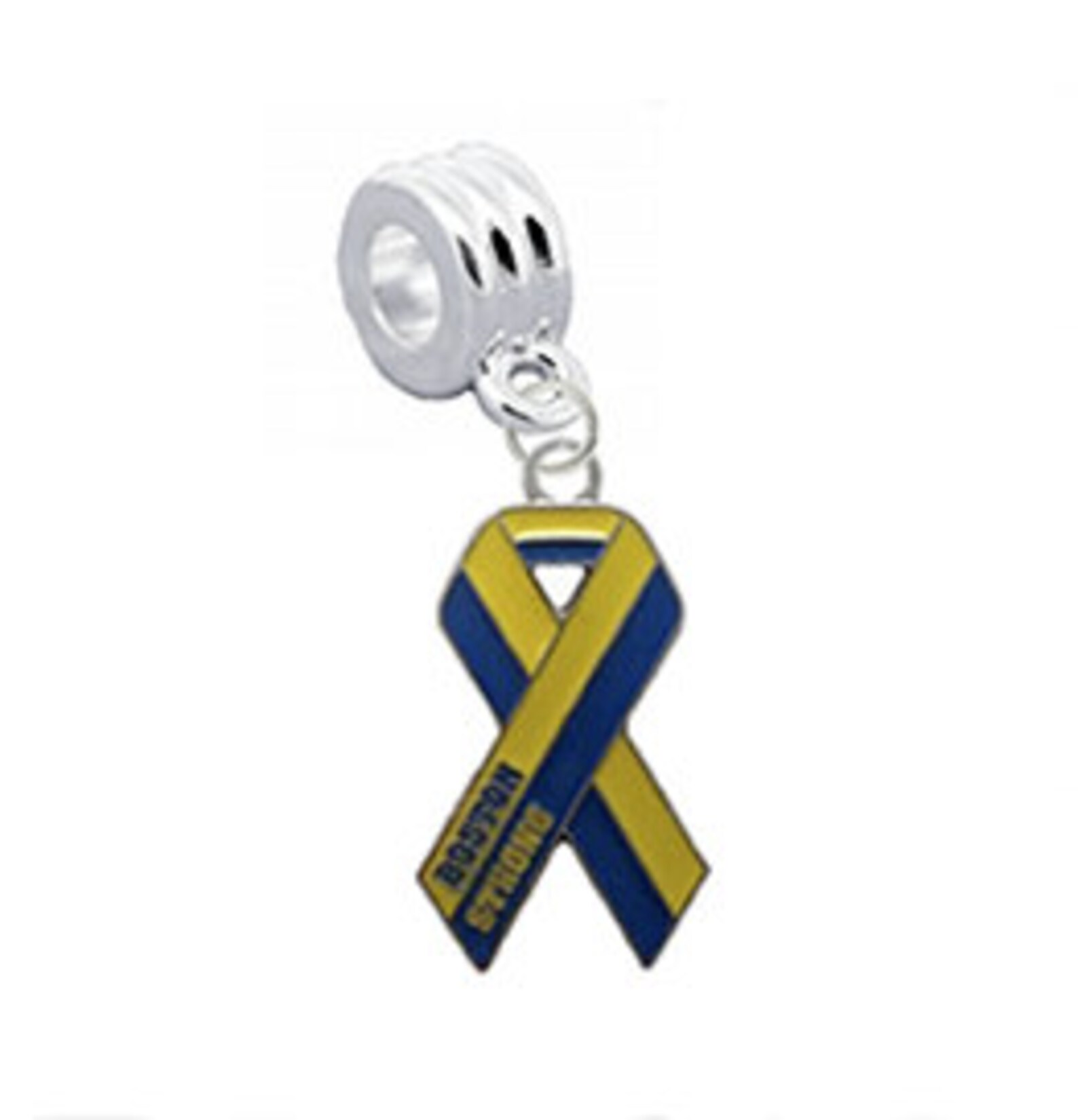 Boston Strong Blue & Yellow Ribbon European Charm for Bracelet - Etsy