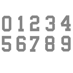 GRAY GREY Custom Sports Jersey Style Number Vinyl Decal  - Pick Your Number & Size - Perfect for Car Truck Auto Window Helmet Stickers
