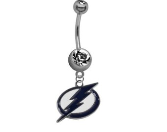 Tampa Bay Hockey Belly Button Navel Ring 316L Surgical Grade Steel 14G