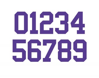 PURPLE Custom Sports Jersey Style Number Vinyl Decal  - Pick Your Number & Size - Perfect for Car Truck Auto Window Helmet Stickers