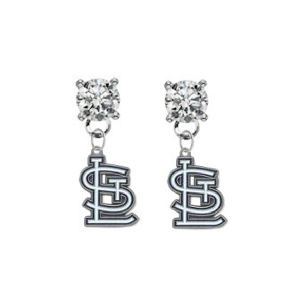 St Louis   Crystal Post Stud Dangle Earrings (Pick Your Colors - Mix or Match Team Colors) Baseball