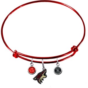 Arizona COLOR EDITION Wire Charm Expandable Bangle Bracelet w/ Red & Black Crystal Rhinestone Gem Charms - Pick Your Color