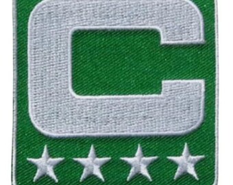GREEN Captain C Patch w/ Stars Iron On Football Jersey Captains Patch Premium Embroidered Stitched - Ships Today!