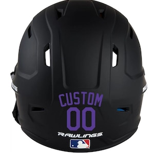Custom Name & Number Baseball Softball Batting Helmet Decal - Pick Color and Size - Youth Travel TeeBall T Ball High School - Ships Today Purple