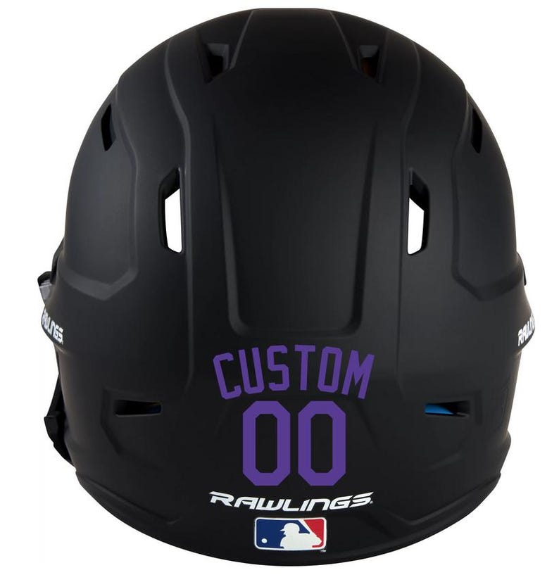 Custom Name & Number Baseball Softball Batting Helmet Decal - Pick Color and Size - Youth Travel TeeBall T Ball High School - Ships Today Purple