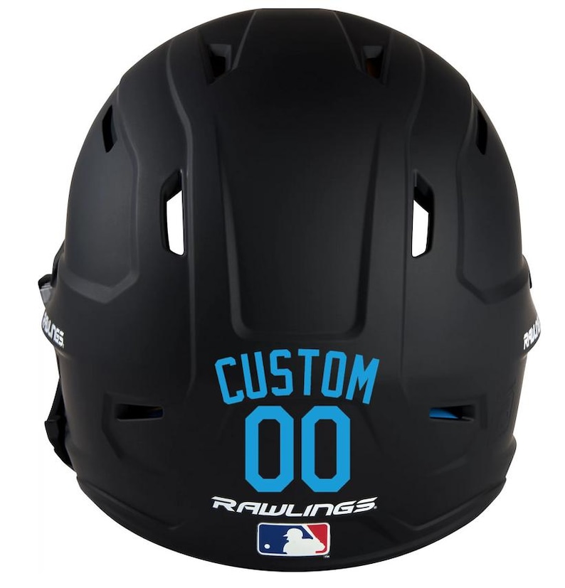 Custom Name & Number Baseball Softball Batting Helmet Decal - Pick Color and Size - Youth Travel TeeBall T Ball High School - Ships Today Light Blue