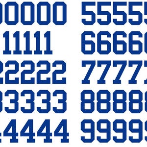 Buffalo Football Number Vinyl Decal Sheet Set of 50 #0-9 - Pick Team Color & Size
