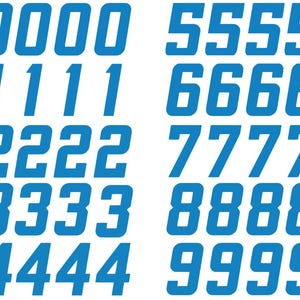 Los Angeles Football Number Vinyl Decal Sheet Set of 50 #0-9 - Pick Team Color & Size