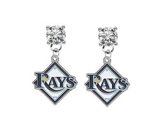 Tampa Bay   Crystal Post Stud Dangle Earrings (Pick Your Colors - Mix or Match Team Colors) Baseball