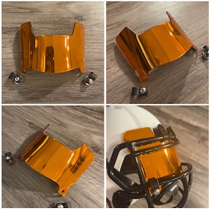 Mini Football Helmet Orange Chrome Mirror Eye Shield Visor w/ Facemask Clips - Compatible w/ All Mini Helmet Brands & Styles