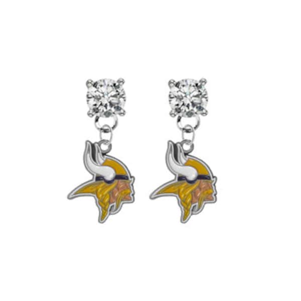 Minnesota Crystal Post Stud Dangle Football Earrings (Pick Your Colors - Mix or Match Team Colors)