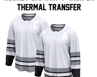 WHITE 4" Captain C Alternate Assistant A Direct Thermal Iron On - Hockey Jersey Patch Style Premium DTF Iron On - Ships Today