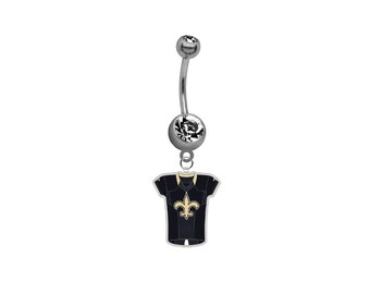 New Orleans Home Edition Football Belly Button Navel Ring 316L Surgical Grade Steel 14G