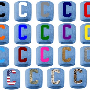 May include: Twenty blue wristbands with a white letter C in various colors and patterns, including black, white, gray, orange, blue, green, purple, yellow, pink, brown, silver, American flag, camouflage, money, and snake skin.