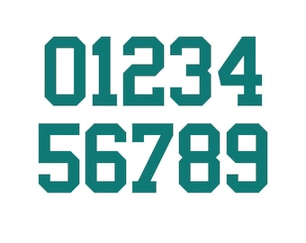 TEAL Custom Sports Jersey Style Number Vinyl Decal  - Pick Your Number & Size - Perfect for Car Truck Auto Window Helmet Stickers