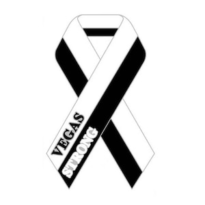 Vegas Strong Lapel Pin Black & White Ribbon Las Vegas, Nevada #LVSTRONG, #VEGASSTRONG, #LASVEGASSTRONG