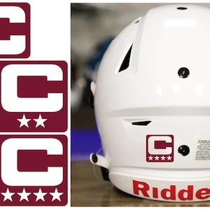 Maroon Captain Patch Jersey C Style Football Helmet Decal - Perfect for Adult & Youth Full Size Football Helmets - PICK STYLE