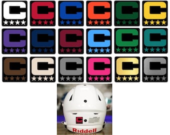Dual Color Black Captain Patch Jersey C Style Football Helmet Decal - Perfect for Adult & Youth Full Size Football Helmets - PICK COLOR