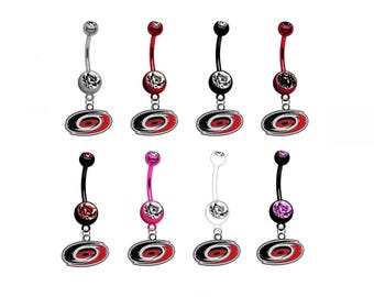 Piercing para el ombligo de titanio anodizado premium de Carolina Hockey con gema de circonita cúbica (elige tu color)