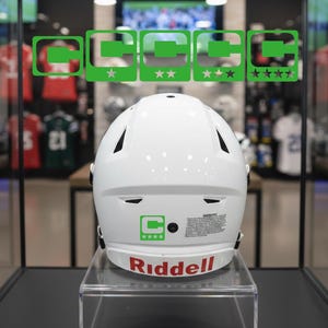 Lime Green Captain Patch Jersey C Style Football Helmet Decal - Perfect for Adult & Youth Full Size Football Helmets - PICK STAR STYLE